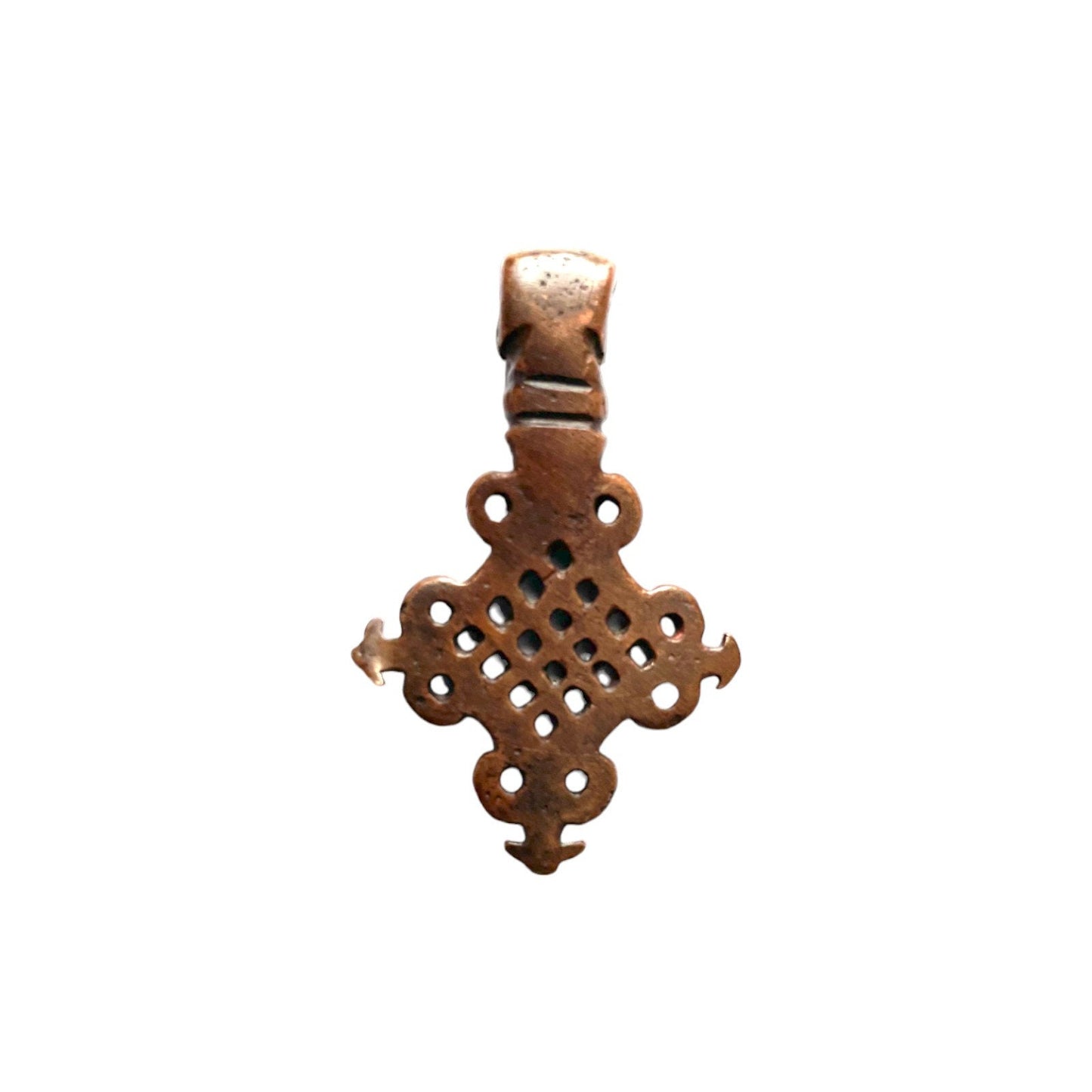 Old Ethiopian Orthodox Christian Bronze Cross Pendant. Christian Jewellery.