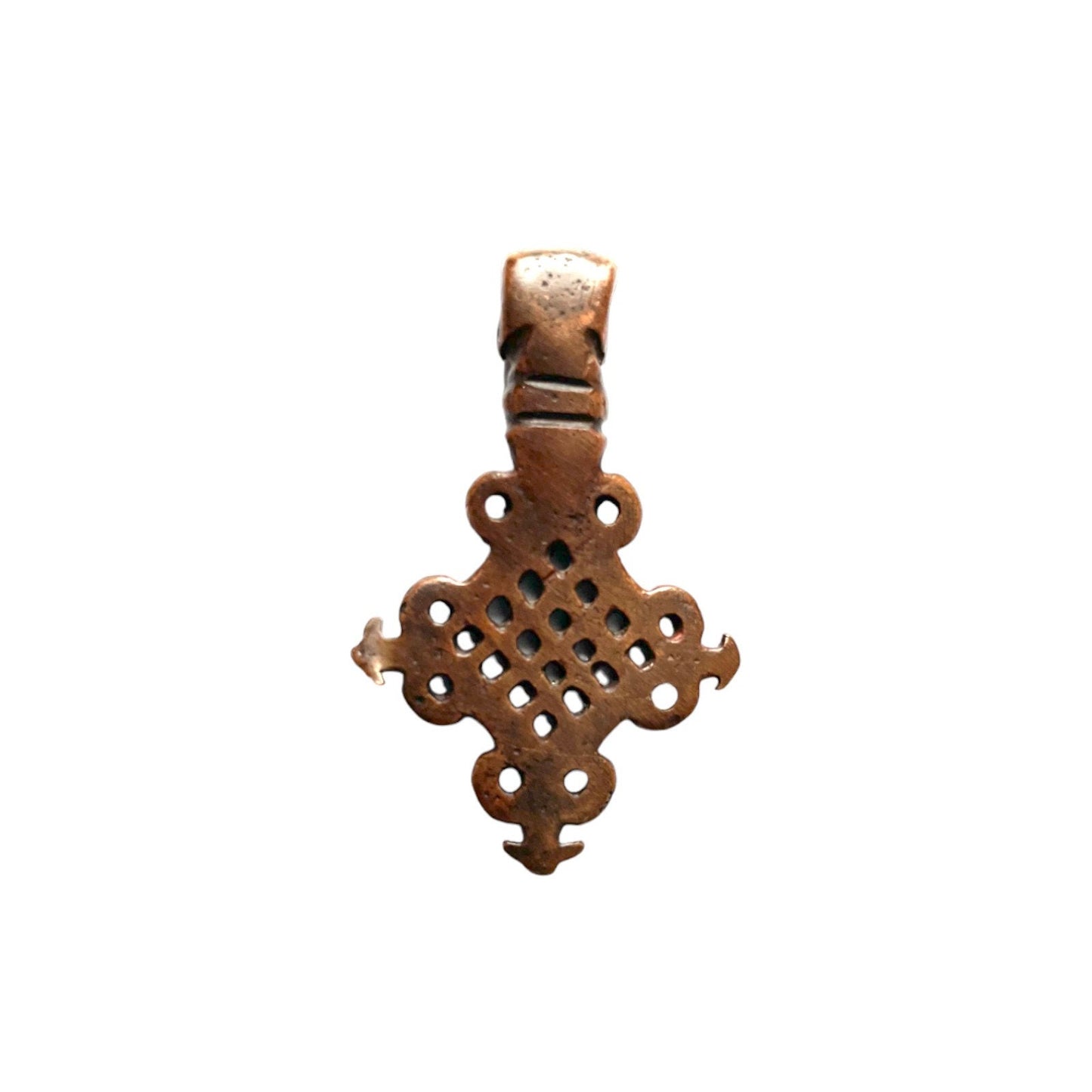 Old Ethiopian Orthodox Christian Bronze Cross Pendant. Christian Jewellery.