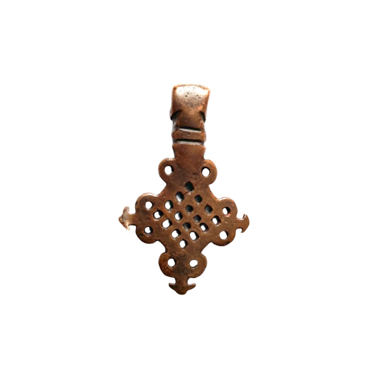 Old Ethiopian Orthodox Christian Bronze Cross Pendant. Christian Jewellery.