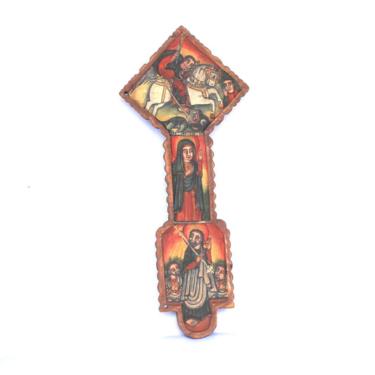 Ethiopian Christian icon, beautifully painted hand carved wooden icon cross. Ethiopian cross, Ethiopian art, Ethiopian icon