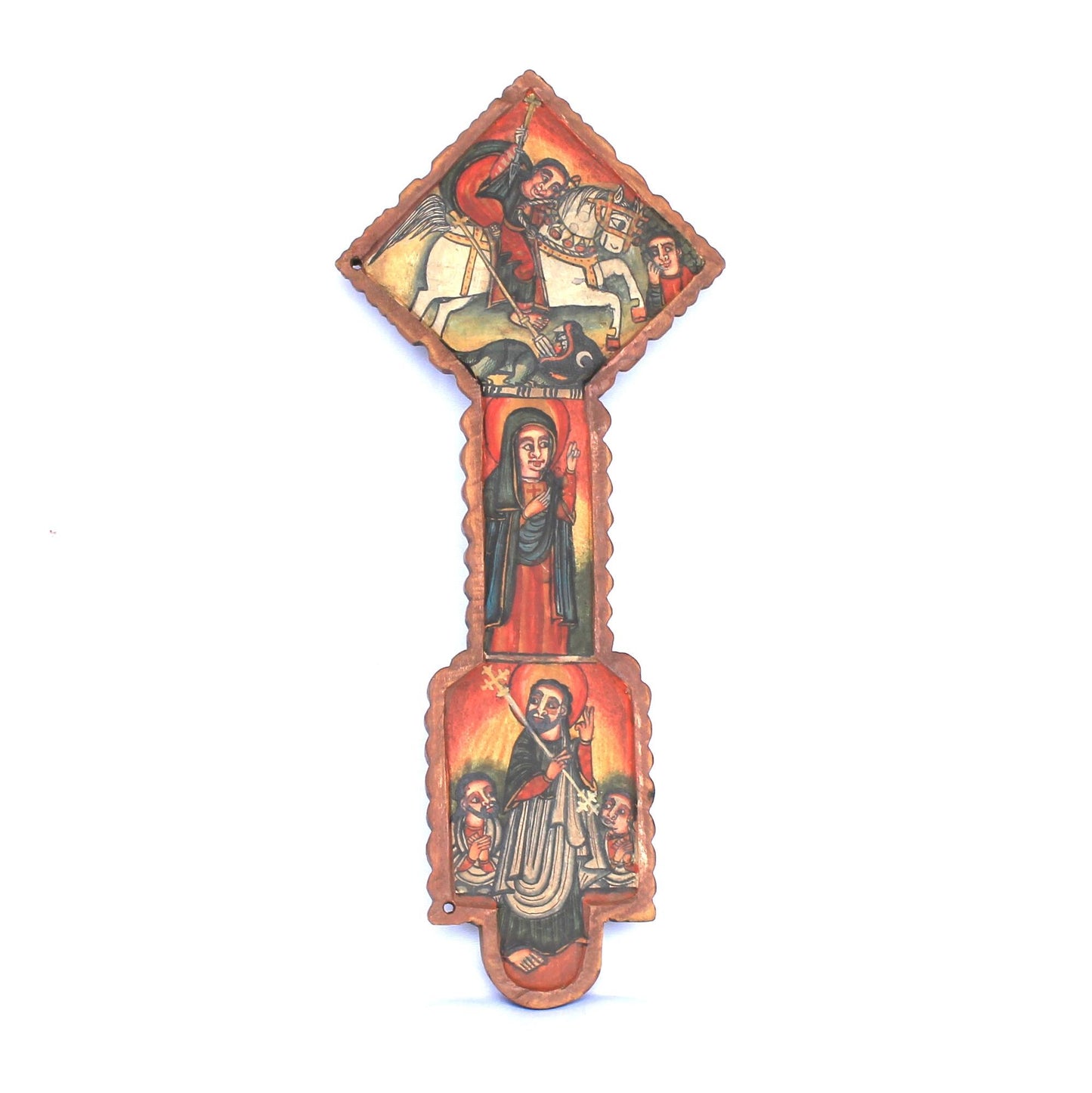 Ethiopian Christian icon, beautifully painted hand carved wooden icon cross. Ethiopian cross, Ethiopian art, Ethiopian icon