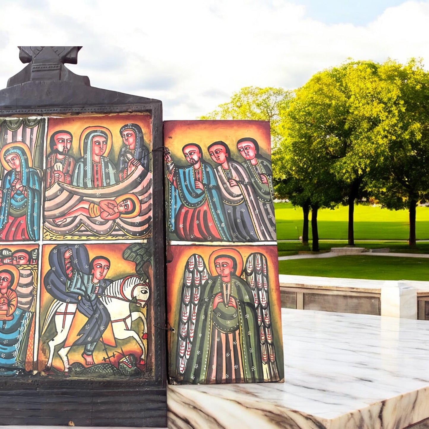 Orthodox Icon. Religious icon, Wooden Icon, Old Ethiopian Orthodox Christian Icon. Gift of Faith, Religious Gift. Large Christian sacred art