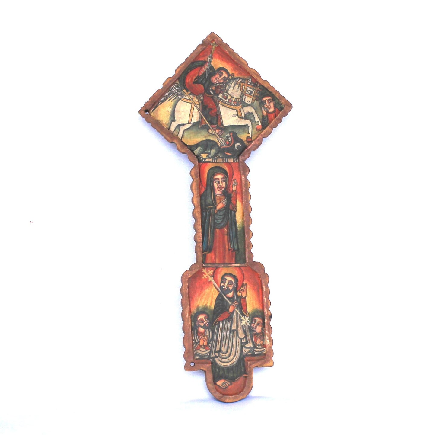 Ethiopian Christian icon, beautifully painted hand carved wooden icon cross. Ethiopian cross, Ethiopian art, Ethiopian icon