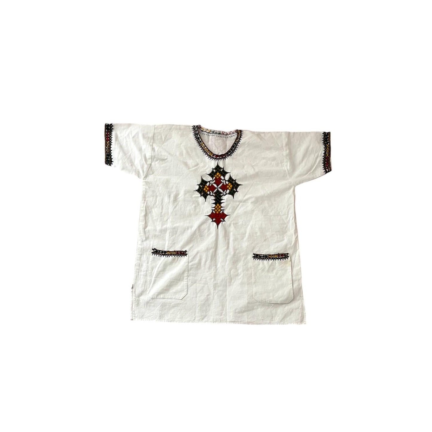 Handmade Ethiopian Kids Clothing, Traditional T-shirt and Shorts Set, Ages 12-15, Ethiopian Style Tshirt  Shorts, Ethiopian Cultural Outfit