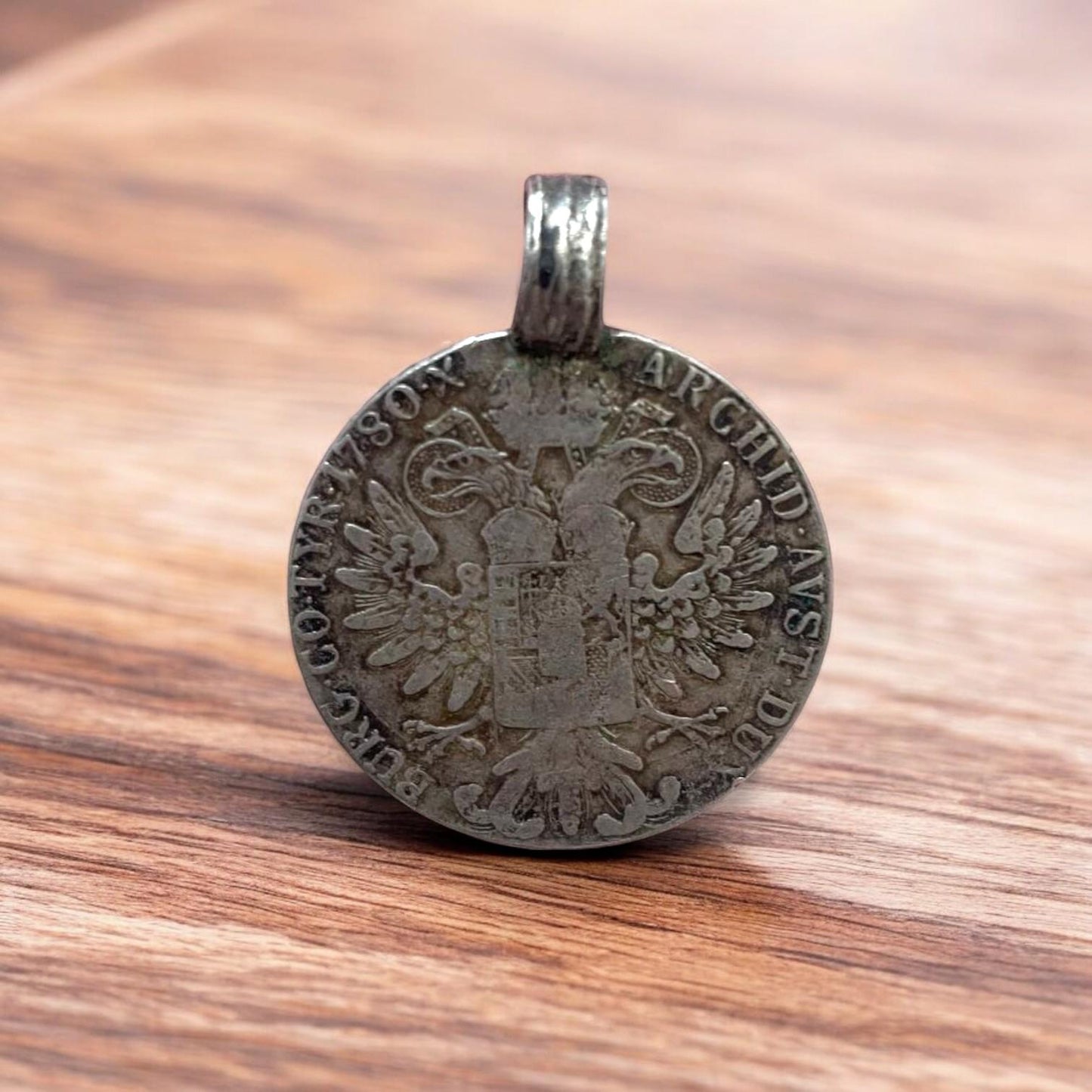 Vintage Ethiopia Austria Maria Theresa Silver Coin Pendant.