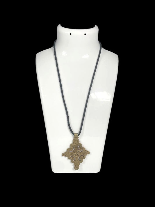 Coptic Cross.Ethiopian Cross Pendant. Handcrafted Golden Ethiopian Cross Necklace - Unique Bronze Coptic Charm - Religious Jewelry