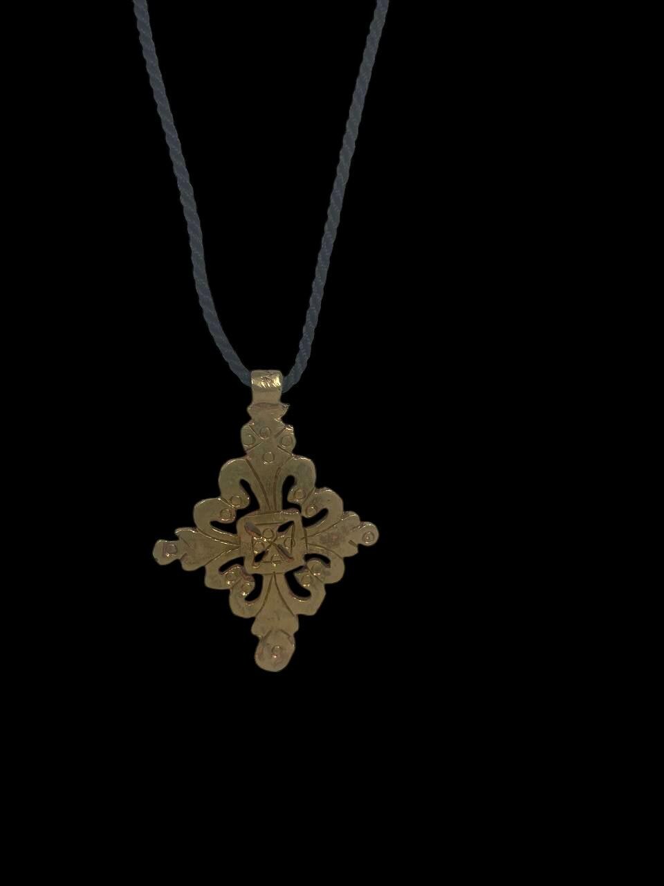 Coptic Cross.Ethiopian Cross Pendant. Handcrafted Golden Ethiopian Cross Necklace - Unique Bronze Coptic Charm - Religious Jewelry