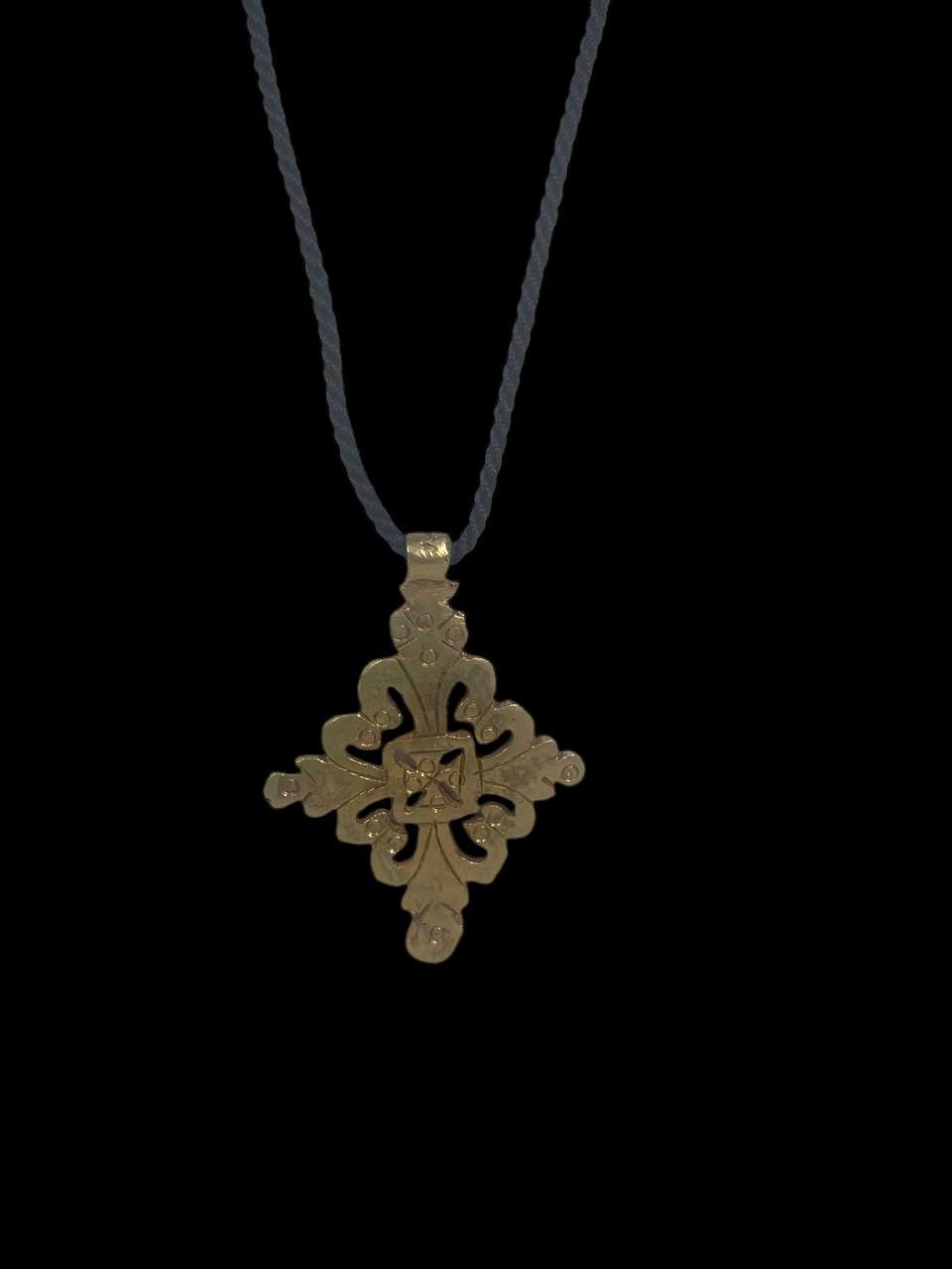 Coptic Cross.Ethiopian Cross Pendant. Handcrafted Golden Ethiopian Cross Necklace - Unique Bronze Coptic Charm - Religious Jewelry