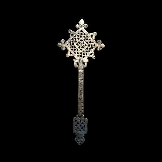 Ethiopian Hand Cross - Intricately Crafted Coptic Christian Art Piece. Unique Handmade Ethiopian Coptic Blessing Cross - Religious Art Decor